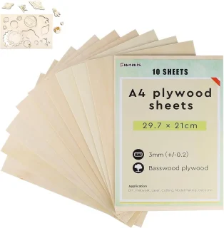 Baswood Plywood A4 3 mm - 10 stuks