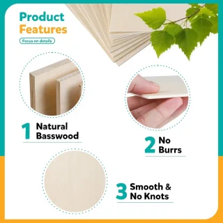 Baswood Plywood A4 3 mm - 10 stuks