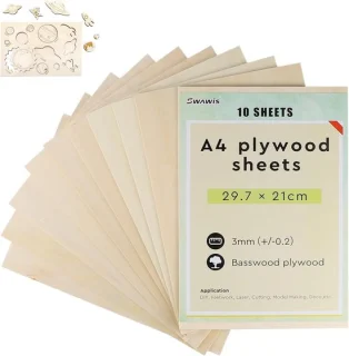 Baswood Plywood A4 3 mm - 10 stuks