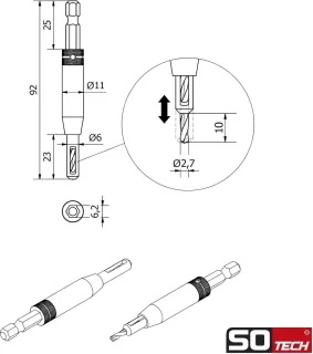 Centrisch boorbitset 2.7 mm - HSS4241 - hexagonale shank - ShopVlot