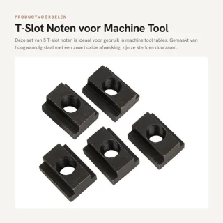 Dailygoods T-slotmoeren zwart oxide - 5 stuks M12