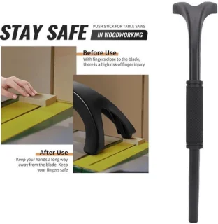 Duwstick Houten Ergonomische Handgreep - Verstekzaag - Mitre Saw - Verbeterde Rubber Voeten - Gevorkt Ontwerp - Veilig Houtbewerking - Zaaghouder