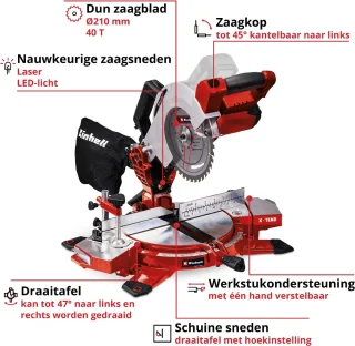 Einhell TE-MS 18/210 Li Solo Accu Afkort-/Verstekzaag