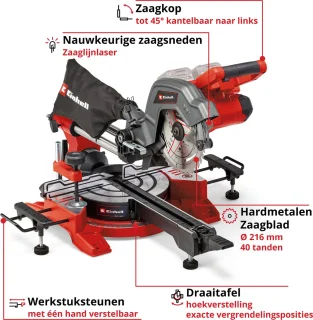 Einhell TE-SM 36/8 L Li Solo Radiaal Afkortzaag Power X-Change
