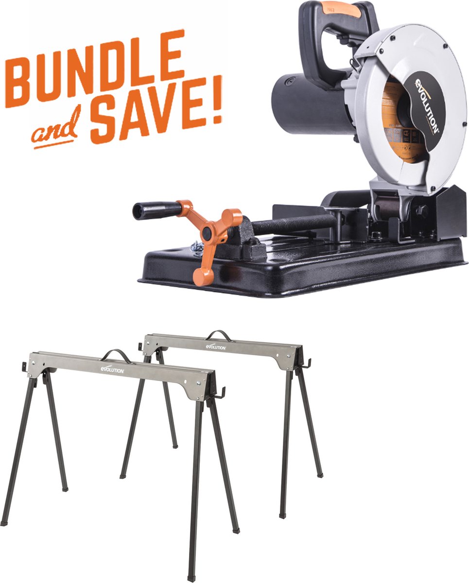 De EVOLUTION Combopack Rage 4 + Sawhorse 185mm 1250W in één oogopslag