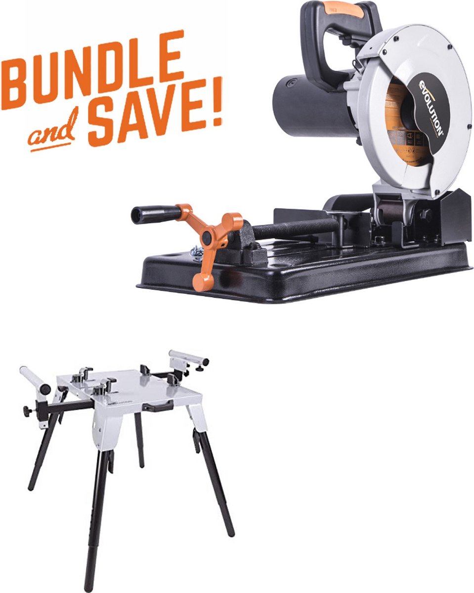 De EVOLUTION Rage 4 + Chopstand Combopack 185mm 1250W 25kg in één oogopslag