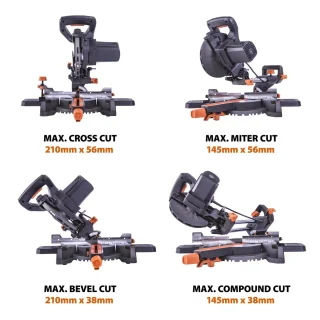 Evolution Rage R185SMS+ TCT multifunctionele verstekzaag 185mm 1200W