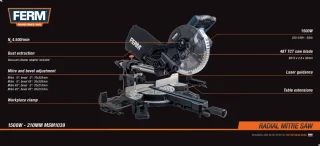 FERM MSM1039 Radiaal Verstekzaag 210mm 1500W