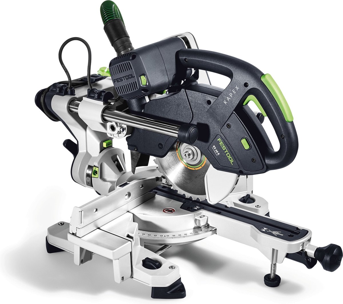 De Festool KAPEX KS 60 E-UG Afkortzaag 216mm 1200W Set/XL in één oogopslag