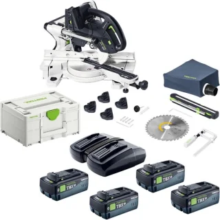 Festool KAPEX KSC 60 EB-Basic accu-afkort- en trekzaag 18 V / 36 V 216 mm met 4x accu 8,0 Ah, dubbele lader en Systainer