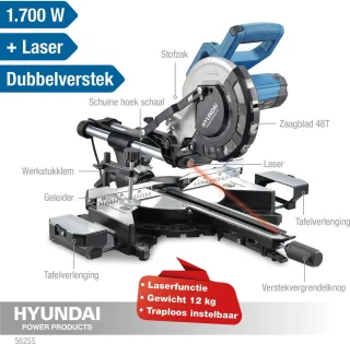 HYUNDAI kap- en afkortzaag 1700W Ø216mm