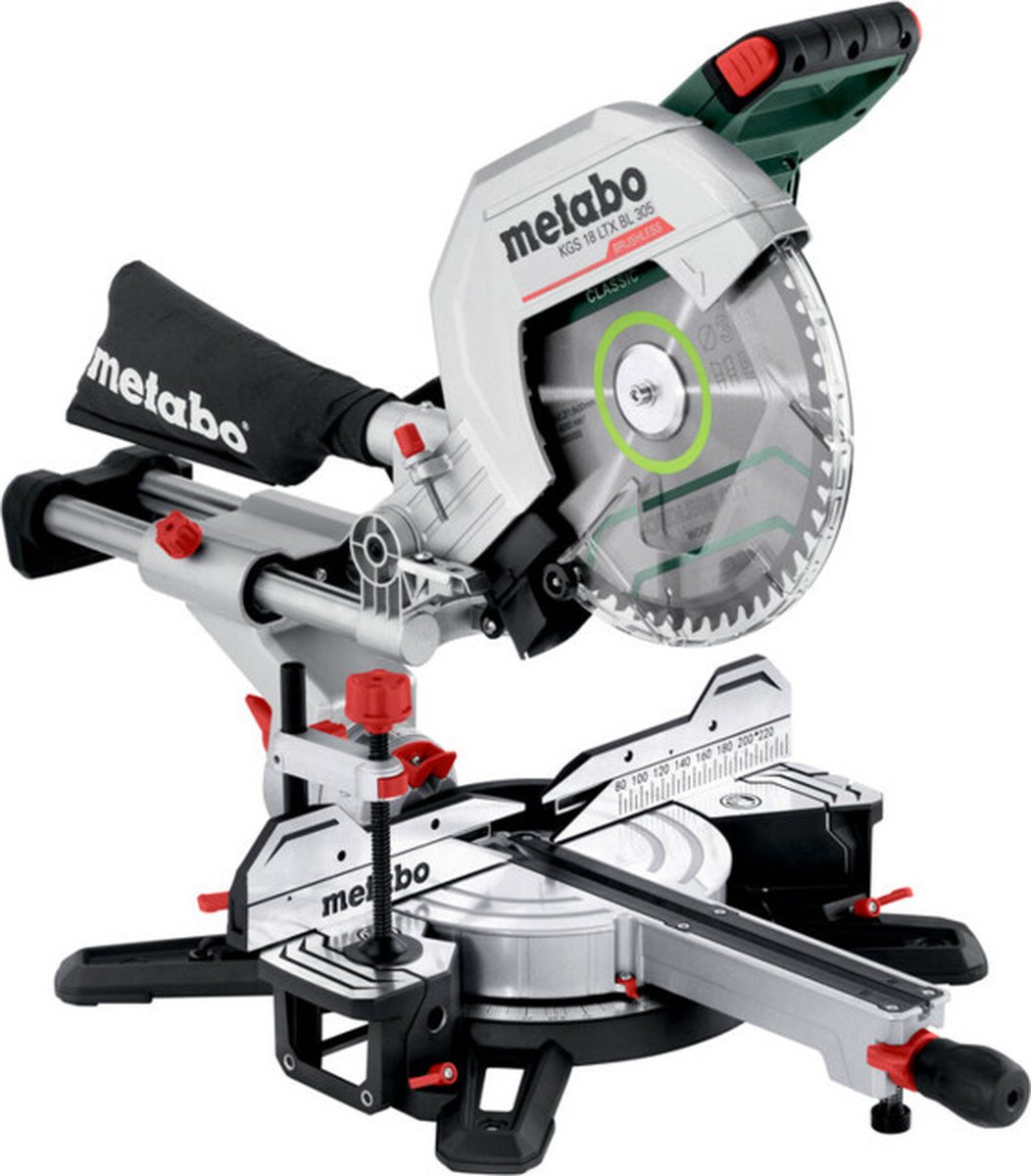 De Metabo KGS 18 LTX BL 305 Accu-afkortzaag in één oogopslag