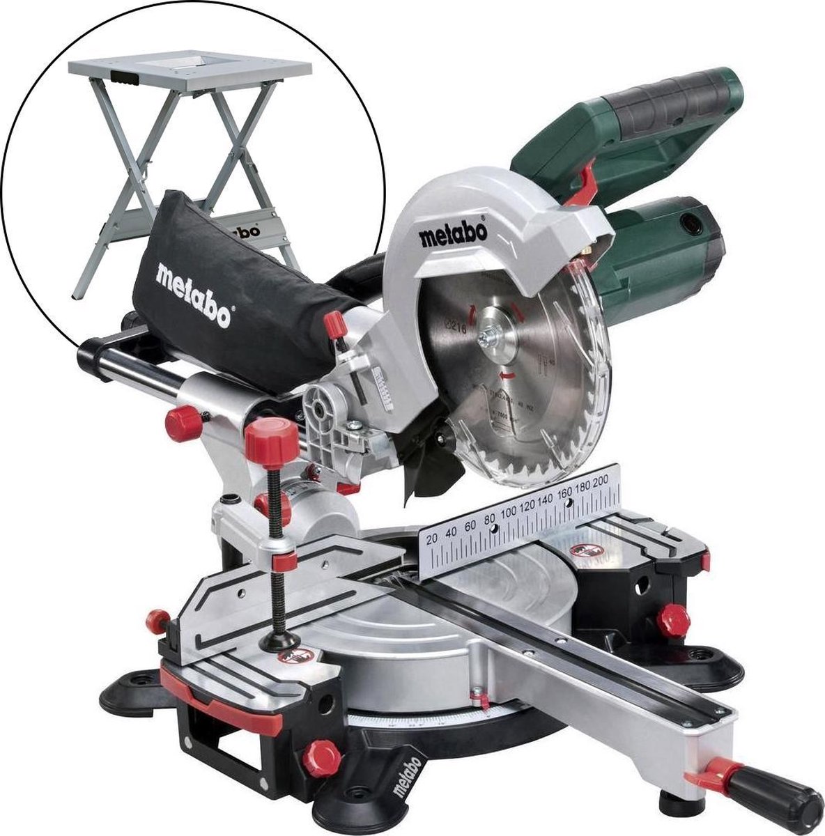 De Metabo KGS 216 M Afkortzaag met Onderstel in één oogopslag
