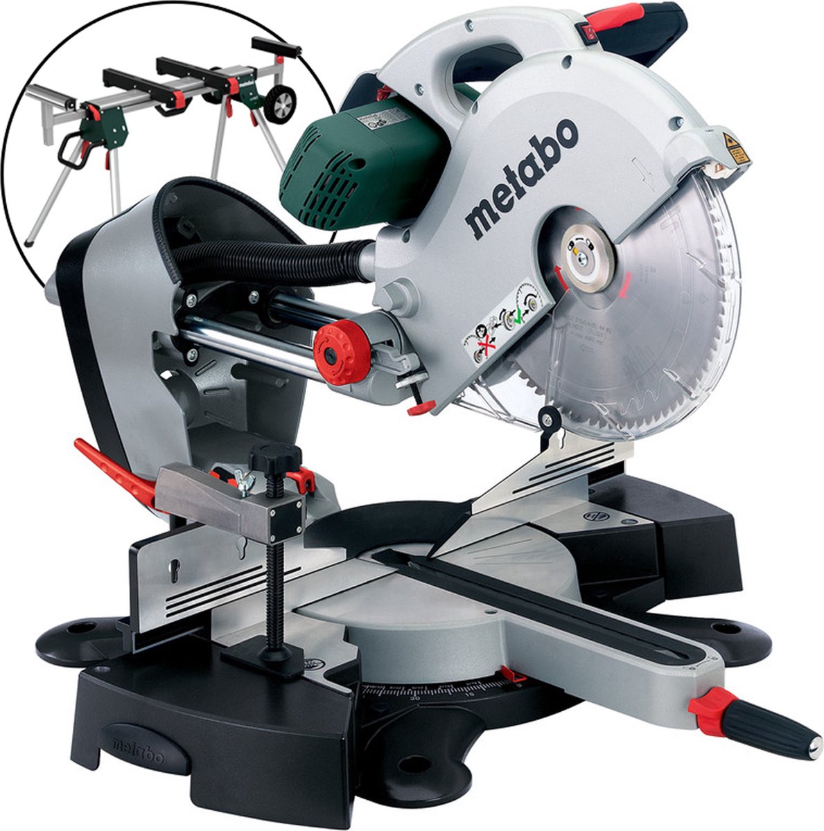 De Metabo KGS 315 Afkortzaag met Onderstel KSU 251 in één oogopslag