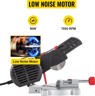 mini-verstekzaag 90 W met 3 zaagbladen 7800 RPM verstelbaar 0-45°