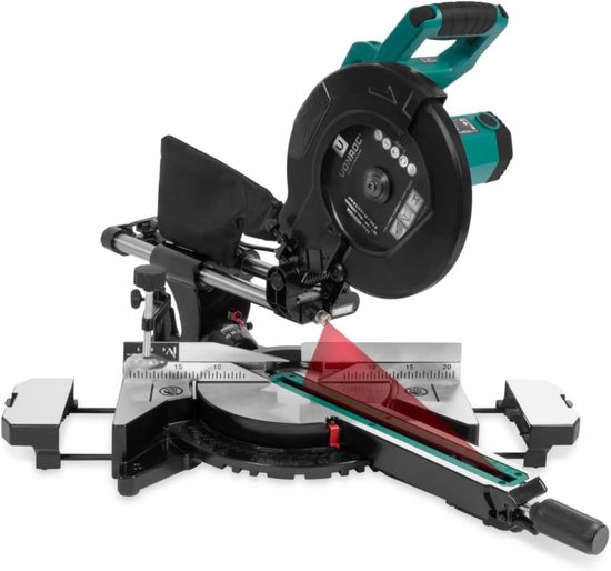 Krachtige 2200W verstek- en kapzaag met trekfunctie voor precieze zaagsneden