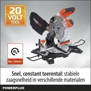 POWDP2550 Dual Power accu verstekzaag 20V Ø210mm zonder accu en lader