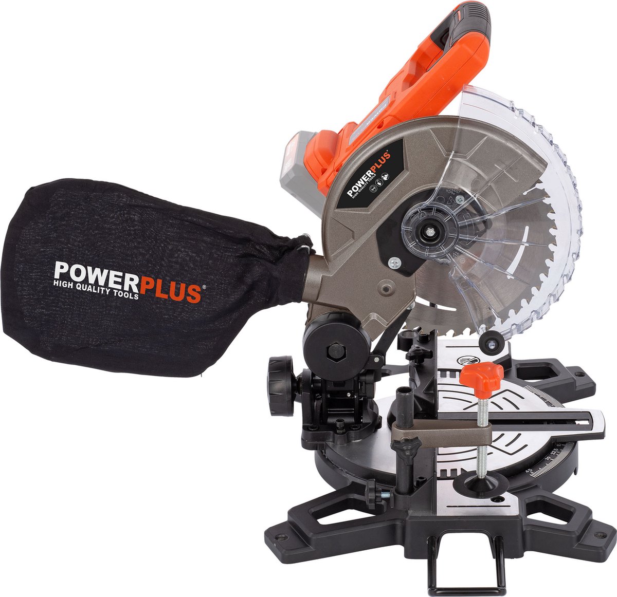 De POWDP2550 Dual Power accu verstekzaag 20V Ø210mm zonder accu en lader in één oogopslag