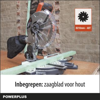 POWDP2550 Dual Power accu verstekzaag 20V Ø210mm zonder accu en lader