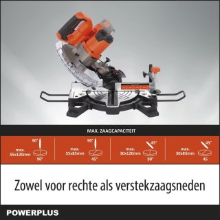 POWDP2550 Dual Power accu verstekzaag 20V Ø210mm zonder accu en lader