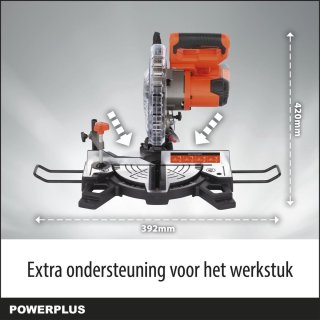 POWDP2550 Dual Power accu verstekzaag 20V Ø210mm zonder accu en lader