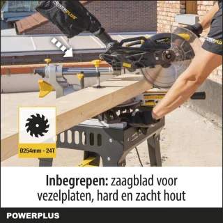 Powerplus POWX075730S elektrische verstekzaag 2100W 254mm