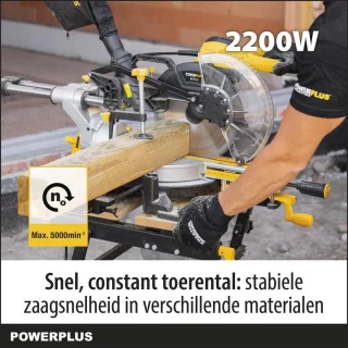 Powerplus POWX075740DB elektrische verstekzaag 2200W 254mm