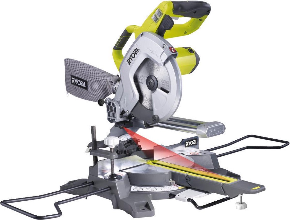 De Ryobi EMS216L Afkortzaag 216mm 1200W in één oogopslag
