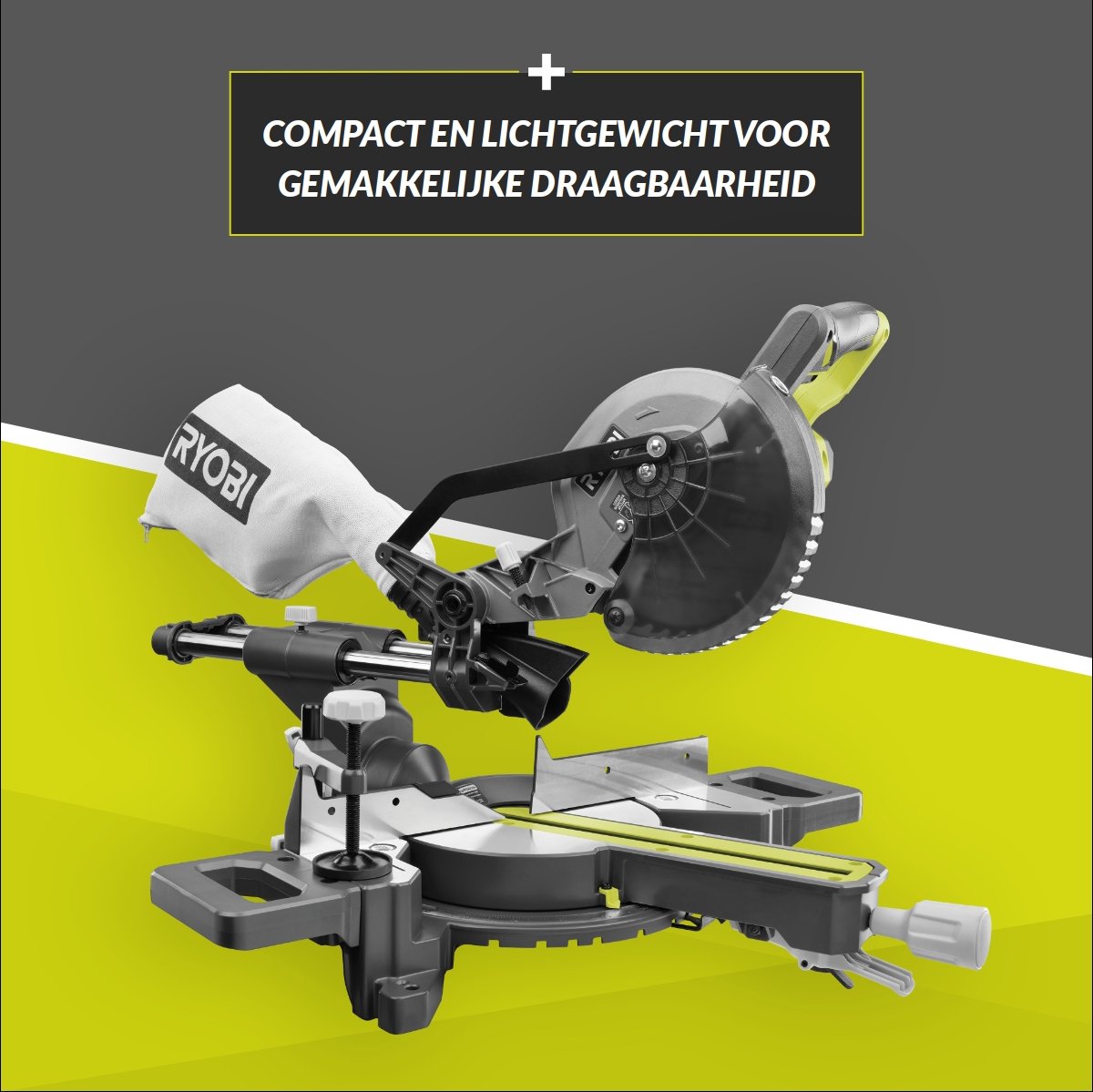 Wat vinden we goed aan de Ryobi ONE+ RMS18190-0 18V Afkortzaag 190mm body