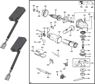 Set van 4 carbon borstels voor zaag, geschikt voor DW716EXPS, DW717XPS, DW708, DW712 en DW716