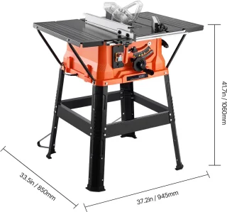 Tafelzaag 254 mm 1800W met Onderstel en Zaagblad 24T