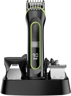 Hatteker 5-in-1 Tondeuse en Trimmer Set voor Heren – Haarknipper, Baardtrimmer, Scheerapparaat, Neus- en Oortrimmer – Draadloos en Waterdicht – Zwart