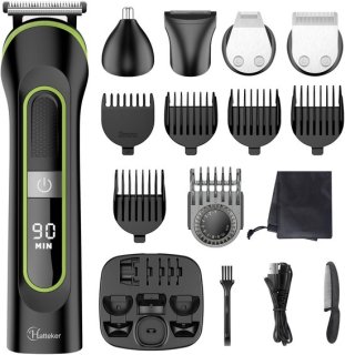 Hatteker 5-in-1 Tondeuse en Trimmer Set voor Heren – Haarknipper, Baardtrimmer, Scheerapparaat, Neus- en Oortrimmer – Draadloos en Waterdicht – Zwart review