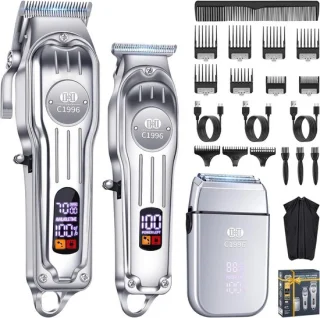 Professionele Draadloze Tondeuse en Trimmers Set voor Heren - Kappersset voor Thuisgebruik en Perfect voor het Kappen van Haar en Baard