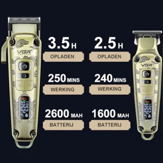 Professionele Tondeuse voor Mannen - Draadloze Baardtrimmer met LED-Display en T-Blade