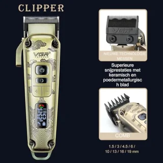 Professionele Tondeuse voor Mannen - Draadloze Baardtrimmer met LED-Display en T-Blade
