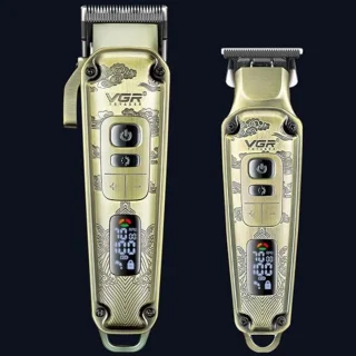 Professionele Tondeuse voor Mannen - Draadloze Baardtrimmer met LED-Display en T-Blade