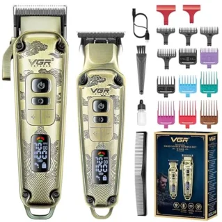 Professionele Tondeuse voor Mannen - Draadloze Baardtrimmer met LED-Display en T-Blade