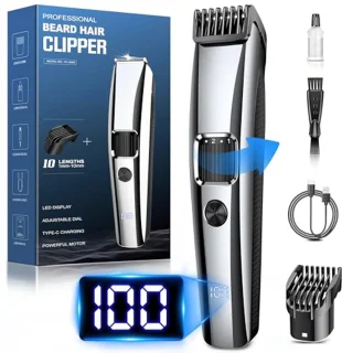 Elektrische Baardtrimmer met Acculamp en Zoomwiel (1-10mm) voor Gezichts- en Lichaamshaargrooming