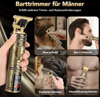 Baardtrimmer Professionele T-blade Tondeuse voor Heren - Scheerapparaat voor Gezichts- en Hoofdhaar - Contouren Haartrimmer met Geleidingskammen - Type C Opladen Baardtrimmer