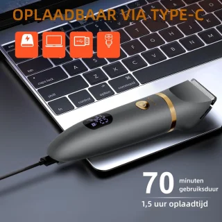Scttomon 3-in-1 Elektrische Heren Trimmer – Baardtrimmer, Lichaamshaartrimmer & Neustrimmer – LED Display, Waterdicht, USB Oplaadbaar – Grijs