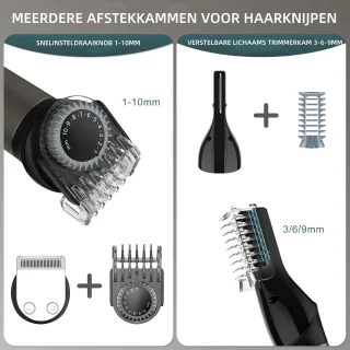 Solimpia 7-in-1 Baardtrimmer Mannen - Trimmer voor Baard en Lichaam - Incl. 6 opzetstukken - Bodygroomer Mannen - Bodytrimmer Heren - Haar trimmer - Tondeuse - 0.5-15MM - Neus en Oor - Baard Machine - Multigroomer