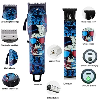 Professionele draadloze tondeuse met 10 geleidingskammen en USB-oplaadbare batterij