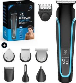 6-in-1 Baardtrimmer voor Mannen met Opzetstukken