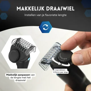 6-in-1 Baardtrimmer voor Mannen met Opzetstukken