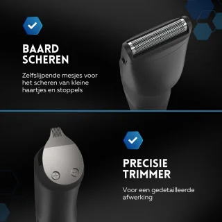6-in-1 Baardtrimmer voor Mannen met Opzetstukken