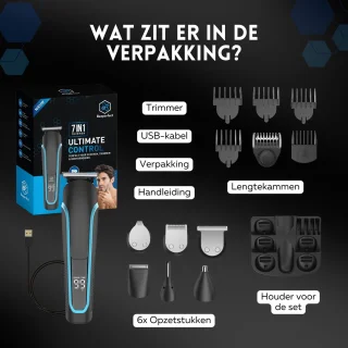 6-in-1 Baardtrimmer voor Mannen met Opzetstukken