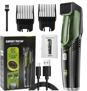 Baardtrimmer met stofzuiger - zwart