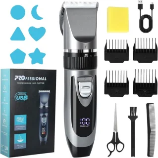 Baardtrimmer voor mannen - USB-oplaadbaar met LED-display - 120 minuten gebruiksduur - Inclusief 4 opzetkammen - ShopVlot