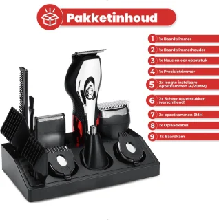 BAESS 6-in-1 Baardtrimmer Rood